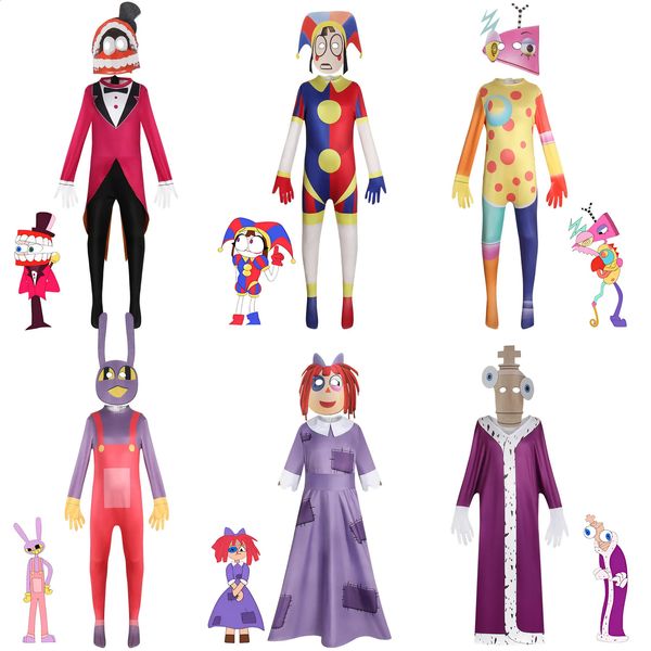 Incrível e mágico circo digital adulto criança roleplaying trajes dos desenhos animados poni macacão presentes das crianças 240119