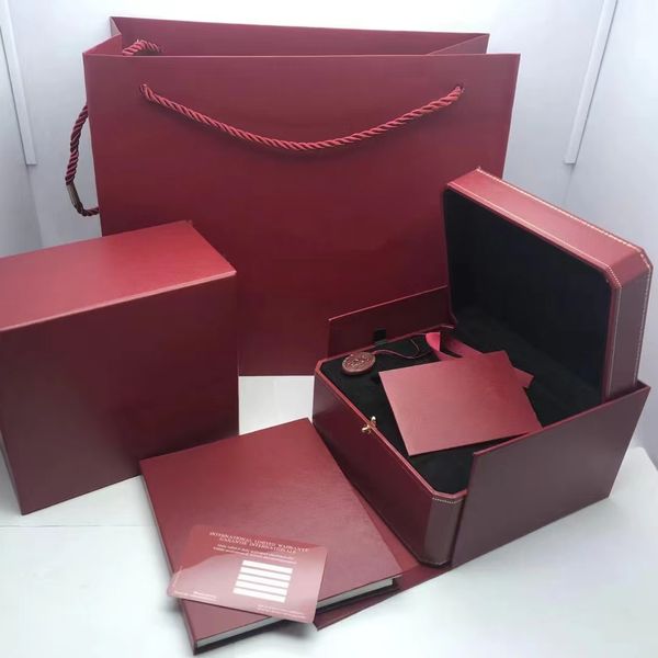 Caixa de presente de relógio de alta qualidade para cr saco de presente à prova dwaterproof água caixa de presente manual de instruções cartão de garantia caixa de relógio vermelho
