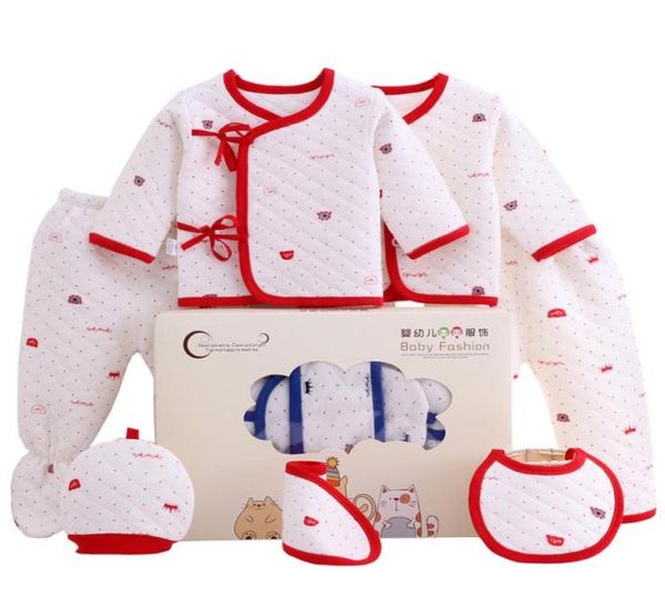 Neugeborene Baumwolle GeschenkSets 21 Design Neue Baby Dicke Thermo Unterwäsche Kinder Kleidung Mädchen Kleinkind 7 Stück Anzüge Mit Geschenke box 0602275226392