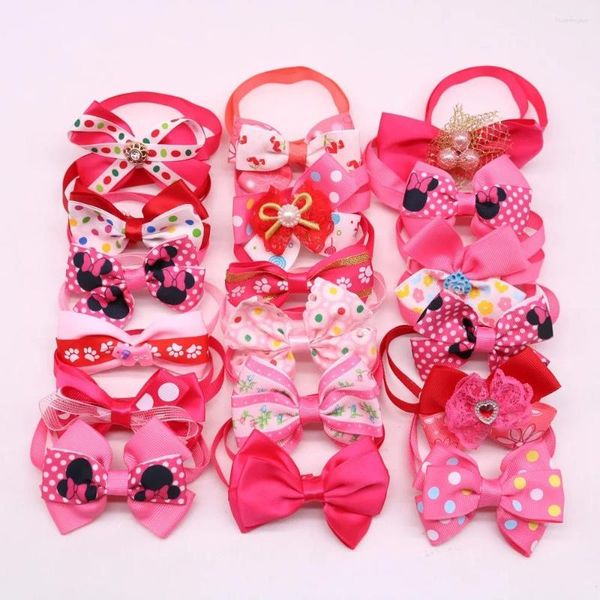 Abbigliamento per cani 60 pezzi Papillon per ragazze per cuccioli di gatto per animali domestici, regolabile, creativo, carino, rosa, rosa, rosso, accessori per la toelettatura