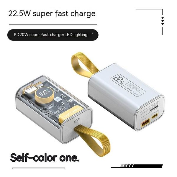 Taşınabilir Şarj Cihazı 30000mAH 22.5W Hızlı Şarj Küçük Güç Bankası Şeffaf, Giriş/Çıkış Harici USB C İPhone iPad Samsung için Taşınabilir Telefon Ücreti