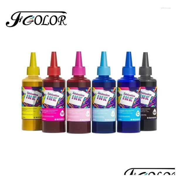 Kits de recarga de tinta 100ml 6 sublimação para dx5 dx6 xp600 l805 1390 1400 cores de impressora de cabeçote de impressão entrega direta computadores rede impressão ot54v