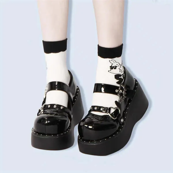 Sapatos de vestido mulher primavera verão lolita mary jane bombas de plataforma em saltos sandálias de cunha kawaii bonito casual cosplay meninas