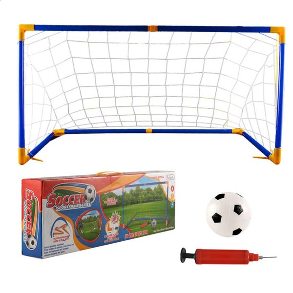 Tragbares Fußballtornetz-Pfosten-Set, zusammenklappbarer Fußball mit Ballpumpe für Indoor-Outdoor-Sporttraining 240127