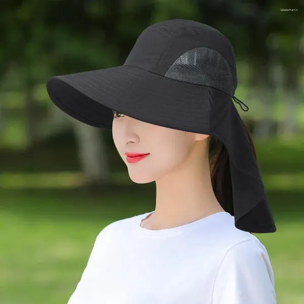 Berretti Cappello da sole da esterno unisex con patta sul collo Protezione UV Pesca Pieghevole Impermeabile Trekking Tesa larga Donna Uomo Giardinaggio