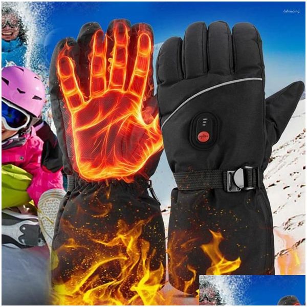 Fahrradhandschuhe Uni Thermal wasserdicht elektrisch beheizt winddicht USB-Aufladung für Outdoor-Skifahren Wandern Arbeiten Drop Lieferung Sport Ou Otlde