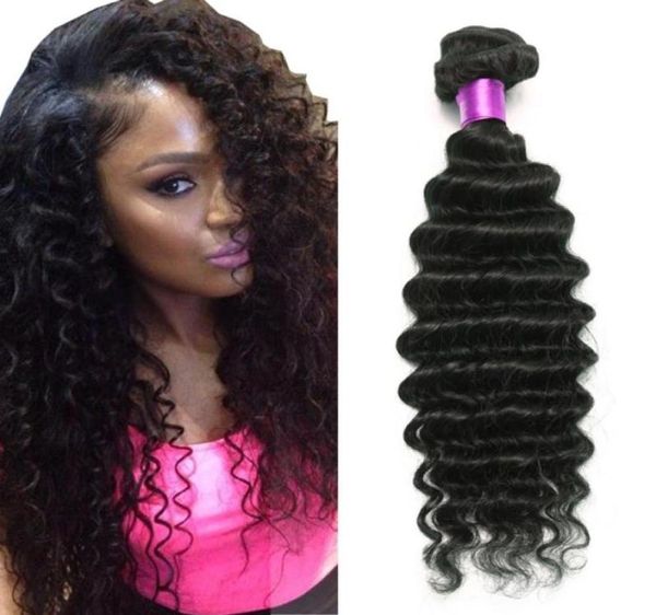 Onda Profunda Brasileira Virgem Cabelo Brasileiro Feixes de Cabelo 4 pcs lot100 Cabelo Virgem Encaracolado Fábrica Vendendo Barato Onda Profunda Encaracolado Weave 76850799