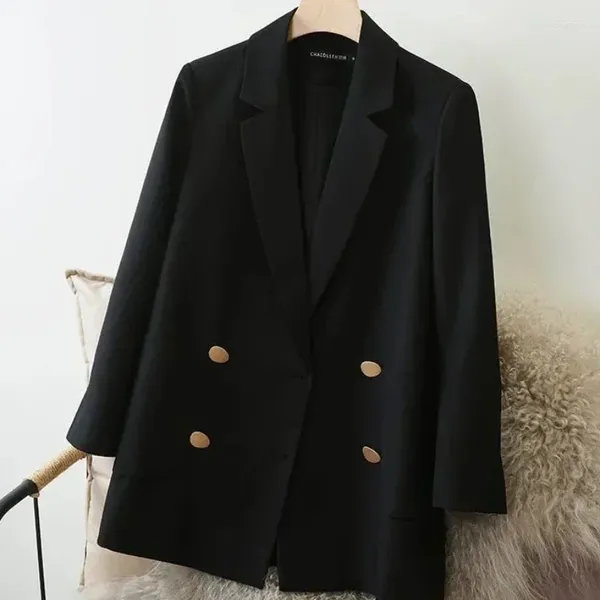 Damenanzüge Kleidung Lange Feste Lose Jacke Über Mäntel Für Frauen Kleid Schwarz Blazer Frau Outer Koreanische Luxuskleidung Outdoor In