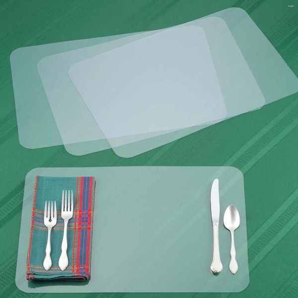 Tapetes de mesa 8 pc duplo totalmente transparente placemat tapete de comida infantil fácil lavável conjunto de placa de material tecido