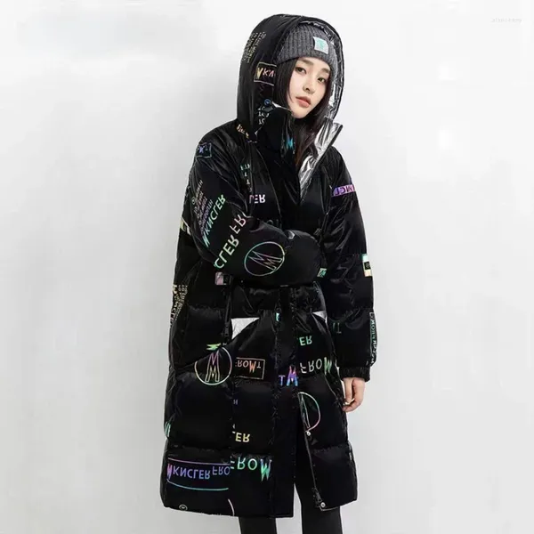 Женские тренчи, глянцевая парка, зимняя теплая женская стеганая куртка средней длины, верхняя одежда, зимнее пальто, большие размеры, свободная корейская мода