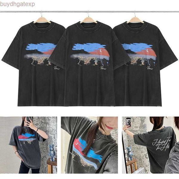 Wh12 Camisetas masculinas Represnet-camisa Verão Urban Night View High Street Fashion Brand Youth Pop Casal Solto Pescoço Redondo Manga Curta T-shirt