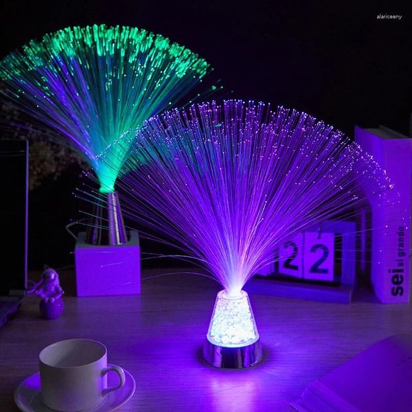 Luzes noturnas led multi cor mudando fonte de fibra óptica lâmpada de luz decoração de casa brinquedos luminosos sono