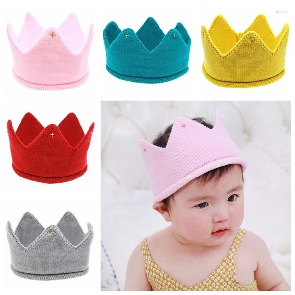 Acessórios de cabelo nascidos bebê meninas cor sólida lã coroa chapéus de alta qualidade artesanal de malha elástica bonés crianças bonnet pogal headwear