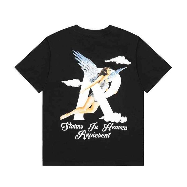 Homens camisetas American Trendy Marca T-shirt Represnet-shirt Angel Big Letter Imprimir Verão High Street Trendy Casal Casual Manga Curta Y4c3