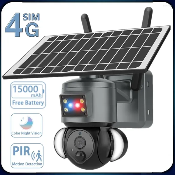 Telecamera solare Wifi 5MP Sicurezza wireless Esterna AI Rilevamento umano Batteria CCTV 21700mA Allarme luce rossa-blu