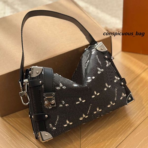 Boston Bag Handtasche Damen Umhängetaschen Tote Glasgriff Gold Metall Zubehör Echtes Leder Abnehmbarer Riemen Aufdruck mit Buchstaben