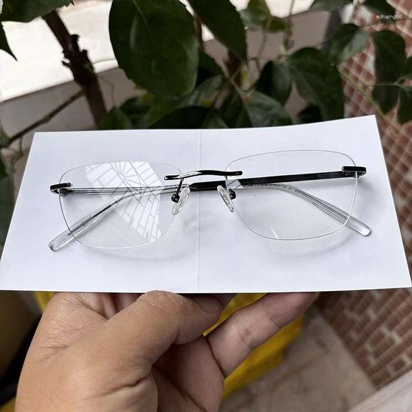 Güneş Gözlüğü Çerçeveleri Erkek Titanyum Gözlükleri Dikdörtgen Gözlük Altın/Gunmetal Myopia/İlerleyici ayarlanabilir lens boyutu