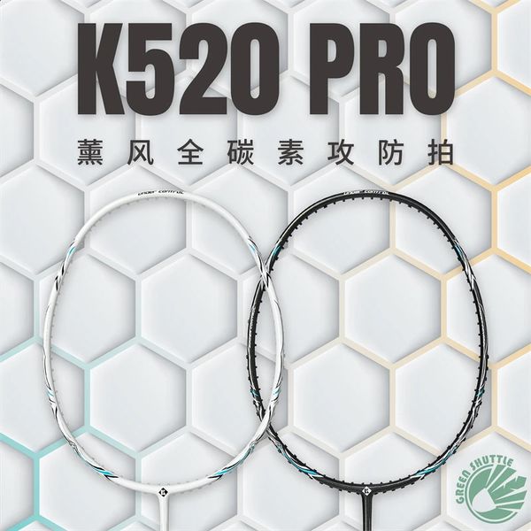 Raquete de badminton de fibra de carbono genuína kumpoo k520pro, tipo de controle de bola, raquete defensiva e ofensiva com presente 240202