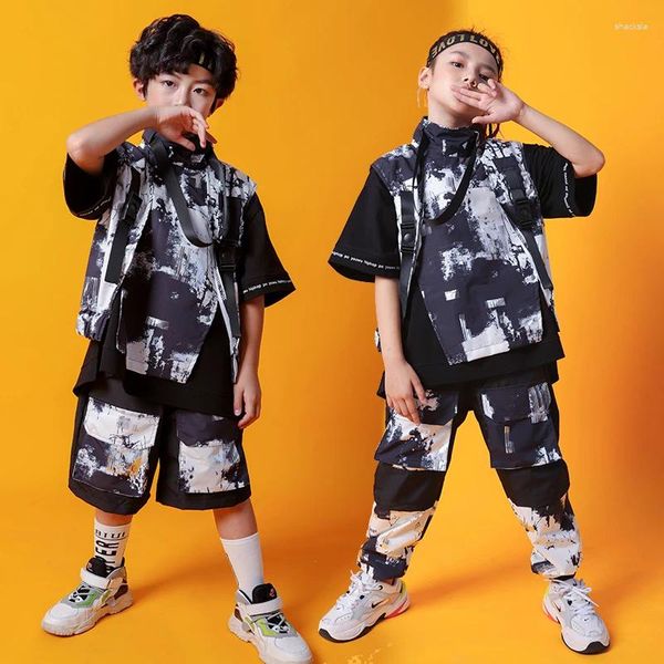 Bühnenkleidung Jazz Dance Kostüme für Kinder Tie Dye Kpop Kleidung Mädchen Jungen Ballsaal Hip Hop Performance Festival Kostüme DQS5348