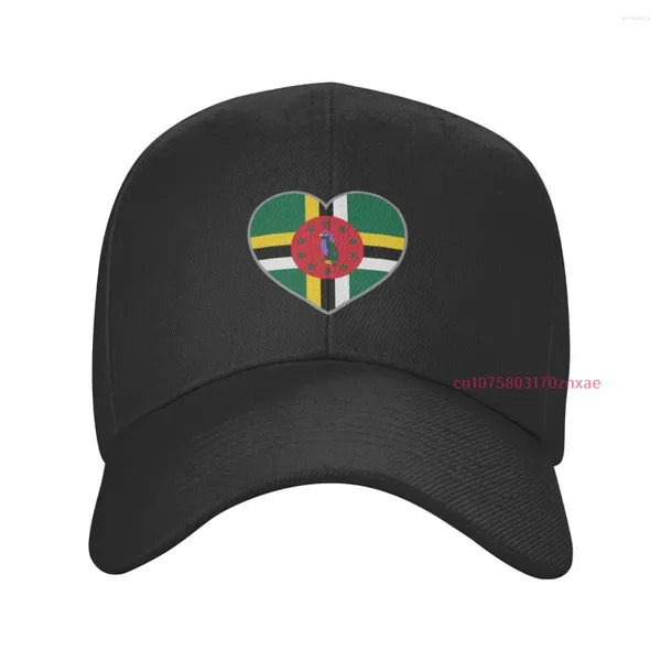 Bonés de bola mais cor dominica bandeira coração unisex ajustável snapback boné de beisebol homens mulheres ao ar livre hip hop para presente de verão