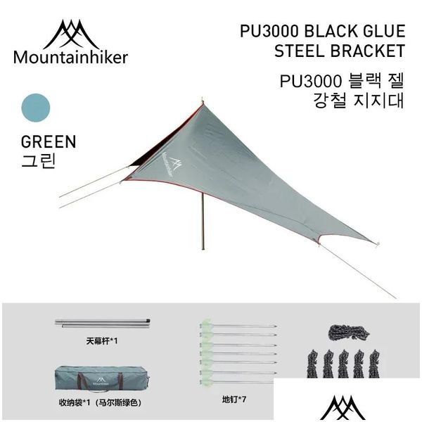 Zelte und Unterstände Mountainhiker Outdoor Cam Paddy Black Rubber Canopy Sunshade Portable Folding Drop Delivery Sports Outdoors Camping Otihx