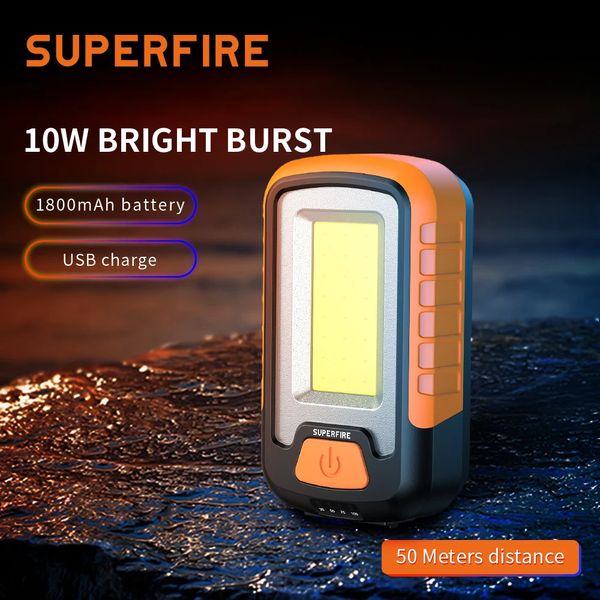 SuperFire G21 Tragbare Arbeitsleuchte Taschenlampe für den Außenbereich, starke magnetische Auto-Reparatur-Taschenlampe, wiederaufladbar, LED-Werkzeugmaschinen-Reparatur 240119