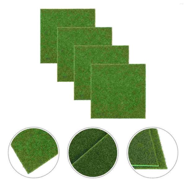 Teppiche 4 Stück Greenary Garden Mini Hausdekoration Innenuhren Garming Lebensechte Grasfee Künstliche Ornamente
