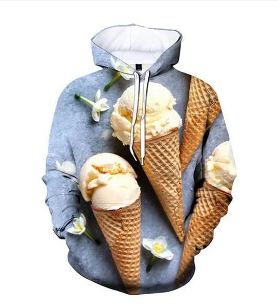 2024 Felpe con cappuccio firmate da uomo da donna Felpa con cappuccio Ice Cream 3D felpa moda oversize h2y felpa con cappuccio felpe a maniche lunghe taglia OK18