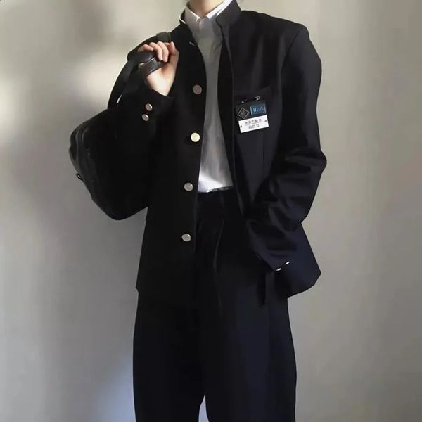 Japonês uniforme universitário jaqueta gola alta terno superior dos homens primavera verão vento tendência casaco escola 240201