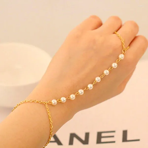 Braccialetti con ciondoli Accessori moda Elementi manuali semplici e versatili Bracciale con legatura di perle Tutto in uno da donna