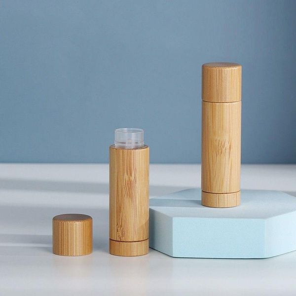 100 pçs tubos de bálsamo labial de bambu 55g vazio recarregável diy batom tubo titular brilho labial recipientes cosméticos kexim