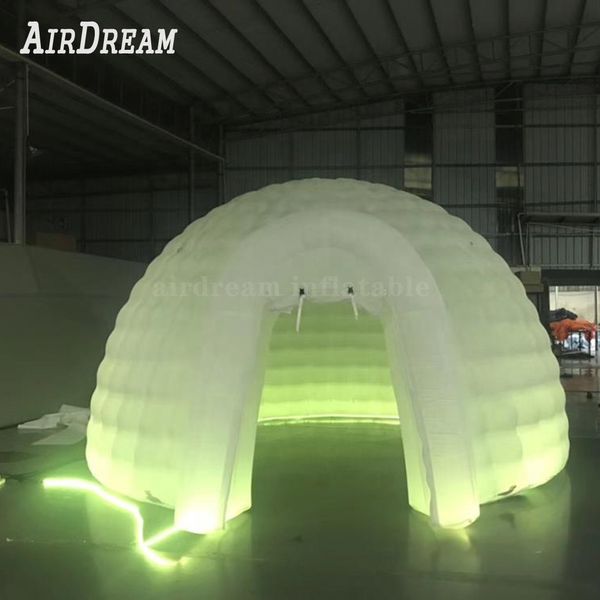 vendita all'ingrosso Annunci tenda a cupola gonfiabile con illuminazione a LED che cambia colore da 5 m, tenda per feste igloo illuminata per la mostra 001