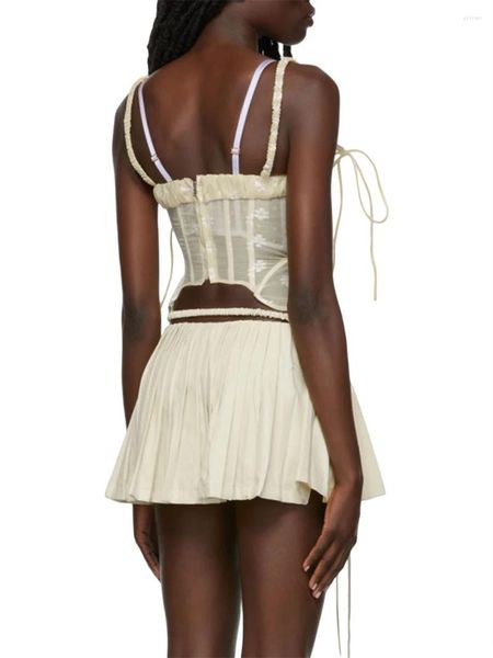 Юбки женские кружевные короткие Fairy Y2k мини с рюшами по подолу летняя милая юбка плиссированная уличная одежда эстетичная одежда