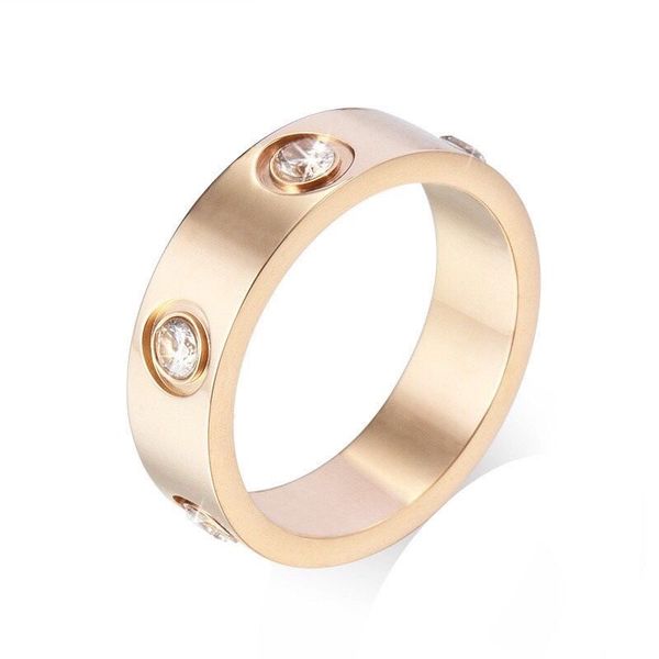 2024 clássico anel de titânio aço prata amor anel masculino e feminino rosa ouro jóias para amantes casal anéis presente diamanteq5