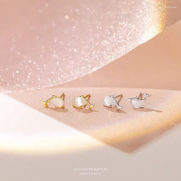 Brincos de garanhão real S925 prata esterlina opala de golfinho para mulheres acessórios de joias de luxo presente