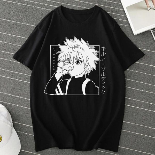 Erkek Tişörtleri Anime Hunter X Killua Zoldyck Tshirt Kawaii Erkek Kadın T-Shirt Üstler Kurapika Hisoka Manga Tee Fil