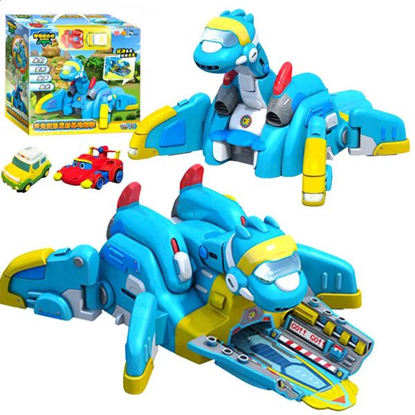 Est Gogo Dino ABS Base de lançamento com som Figuras de ação REXPINGTOMOVIKI Transformação Dinossauro brinquedos para crianças 240130