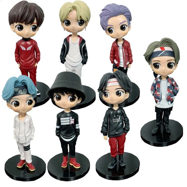 15cm kawaii kpop estrela grupo superior bangtan meninos pvc figura brinquedos grupos exército figuras de ação bonecas presente de natal para fãs meninas 240127