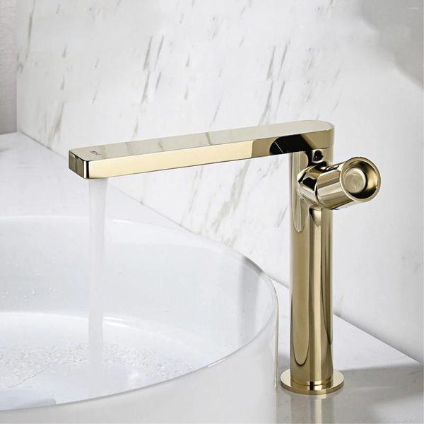 Rubinetti per lavandino del bagno Rubinetto in ottone e lavabo a rotazione fredda in rame dal design moderno