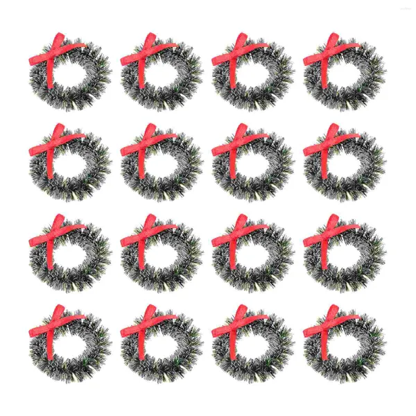 Flores decorativas Christmas Wreath Mini House Home Decoration Party Party Miniature Landscape Ornament Garland Candles