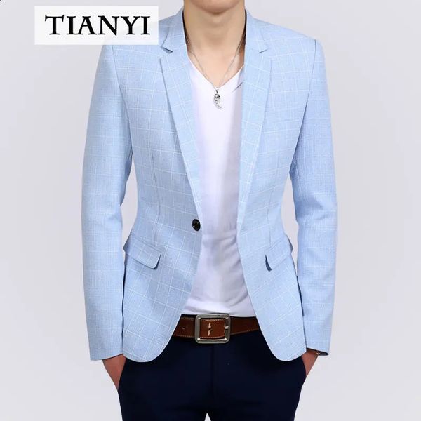 Высококачественный повседневный костюм, мужская куртка, цельный корейский стиль, модный клетчатый маленький молодой тонкий однобортный пиджак 240201