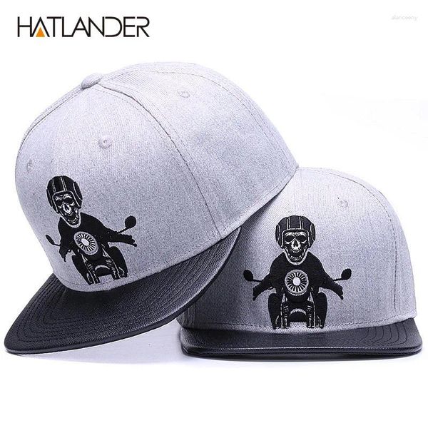 Бейсбольные кепки HATLANDER ORIGINAL, бейсболка со скелетом, регулируемые мужские шапки, кожаные нашивки, Snapback Gorras, 6 панелей, облегающие кости, хип-хоп