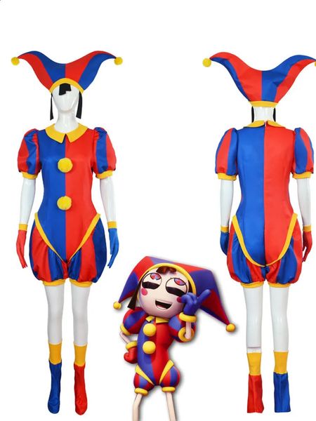 Magical Digital Circus Pamni cosplay tuta aderente Pomni gioco di ruolo Natale per bambini regalo per adulti 240119