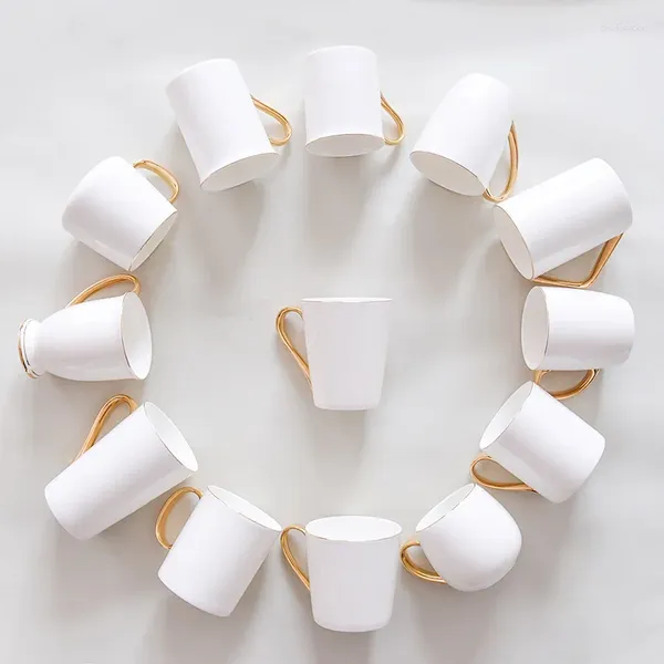 Tazze Tazza in porcellana regalo Pubblicità Acqua El Room Phnom Penh White Bone China con manico in oro