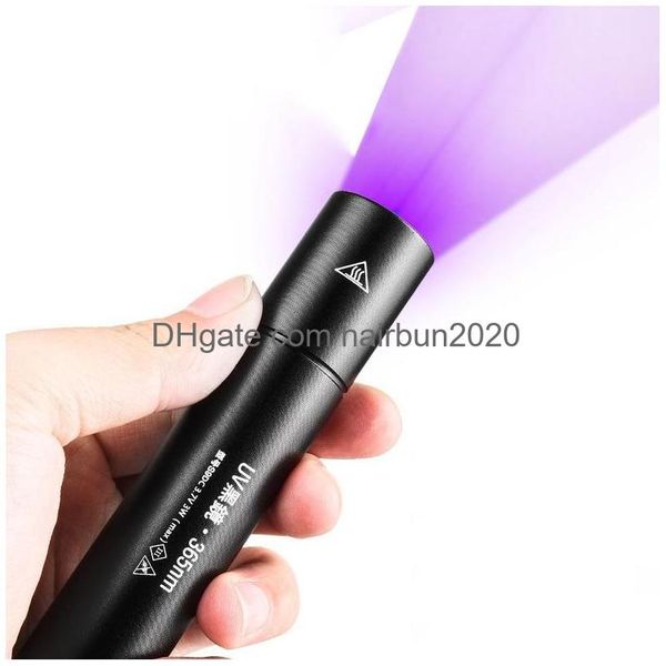 Puntatore laser all'ingrosso 365Nm Torcia UV Luce nera USB Ricaricabile Torcia portatile portatile per rilevatore di urina di cane Macchie di animali domestici B Dh3Pd