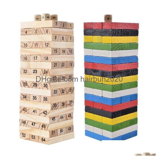 Altri accessori da scrivania Giocattolo in legno all'ingrosso Building Block Educazione precoce Puzzle Gioco da tavolo 54 pezzi Consegna a goccia Ufficio Scuola Bus Dhie8