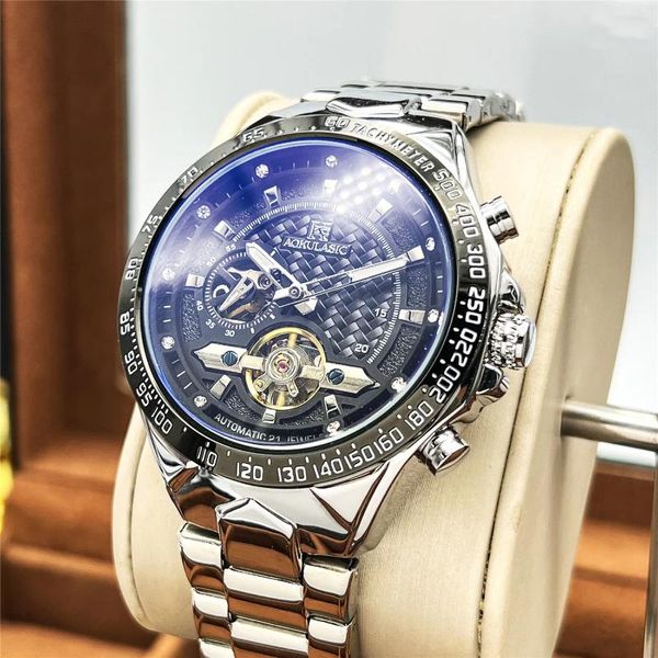 Наручные часы с полым турбийоном, полностью автоматические механические часы для мужчин, водонепроницаемые и светящиеся, многофункциональные мужские