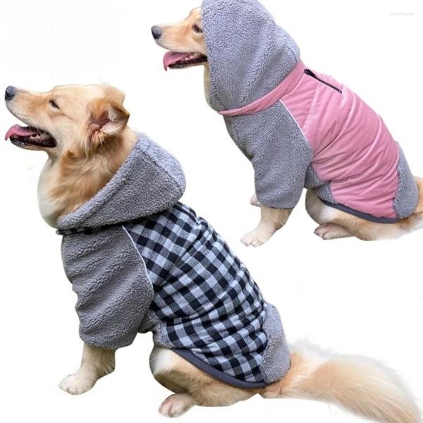 Abbigliamento per cani Abbigliamento con cappuccio ispessito e giacca in velluto Abbigliamento per animali domestici Gilet imbottito fronte-retro per cani di taglia grande