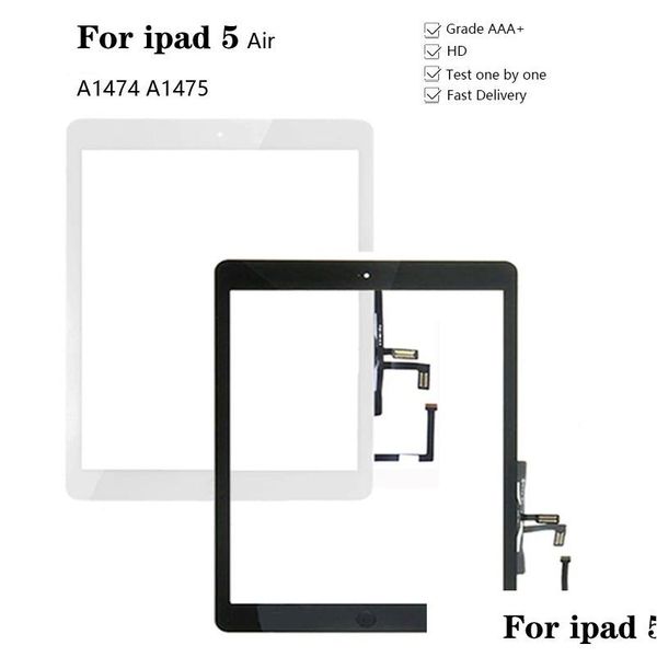 Tablet-PC-Bildschirme Neu für iPad Air 1 5 Touch Sn Digitizer und Home Button Frontglas Display Panel Ersatz A1474 A1475 A1476 Drop Otahb