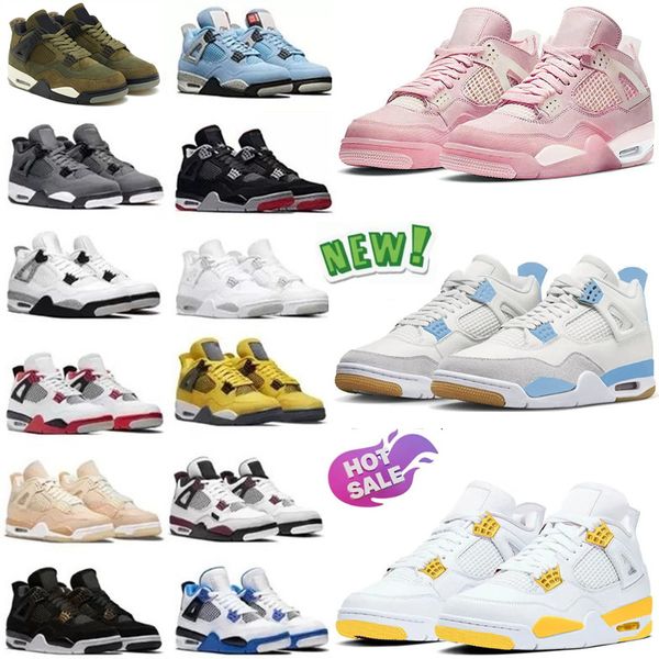 Tênis de basquete infantil 4 Bordeaux Bred Motorsports alternativo militar azul vermelho Thunder 4s gato preto cimento branco sapatos esportivos infantis para meninos e meninas